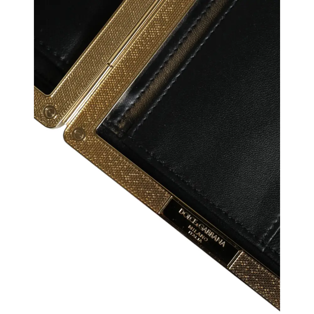 Dolce & Gabbana Weißes Leder Goldrahmen Clutch Abend Party Handtasche