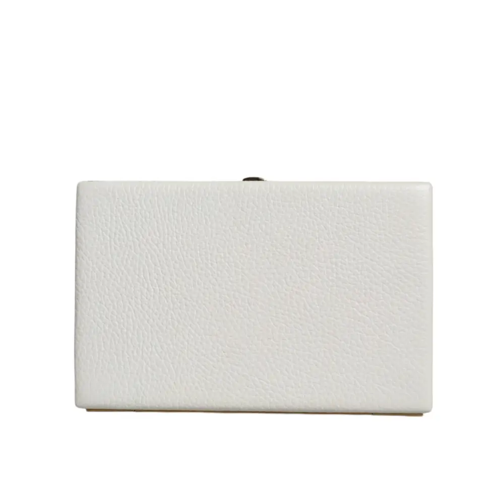 Dolce & Gabbana Weißes Leder Goldrahmen Clutch Abend Party Handtasche