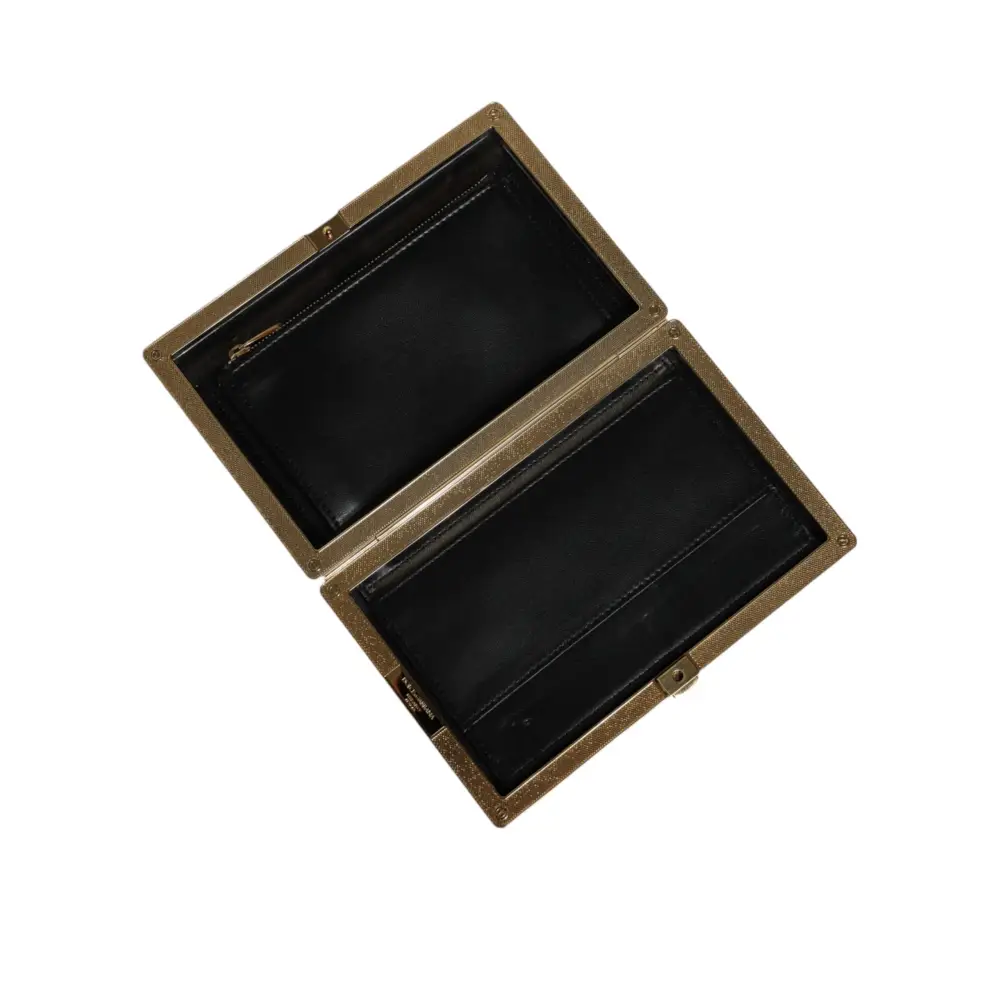 Dolce & Gabbana Weißes Leder Goldrahmen Clutch Abend Party Handtasche