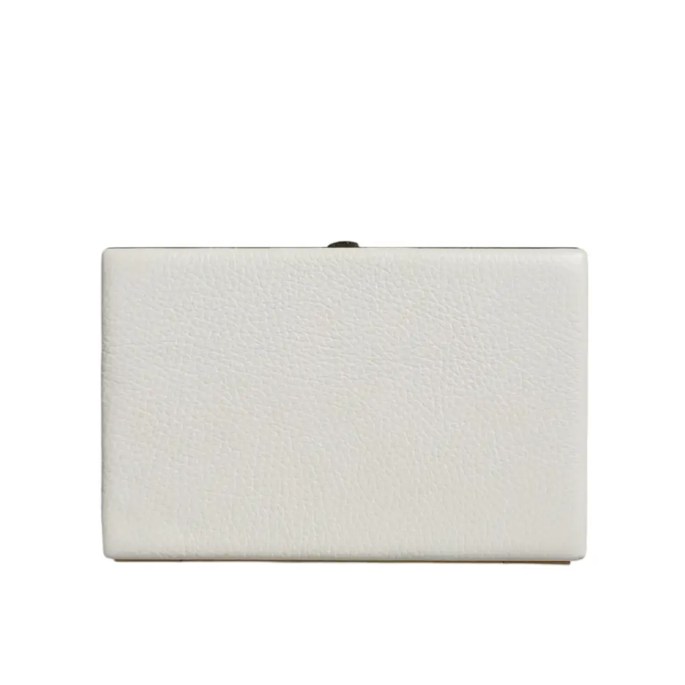 Dolce & Gabbana Weißes Leder Goldrahmen Clutch Abend Party Handtasche