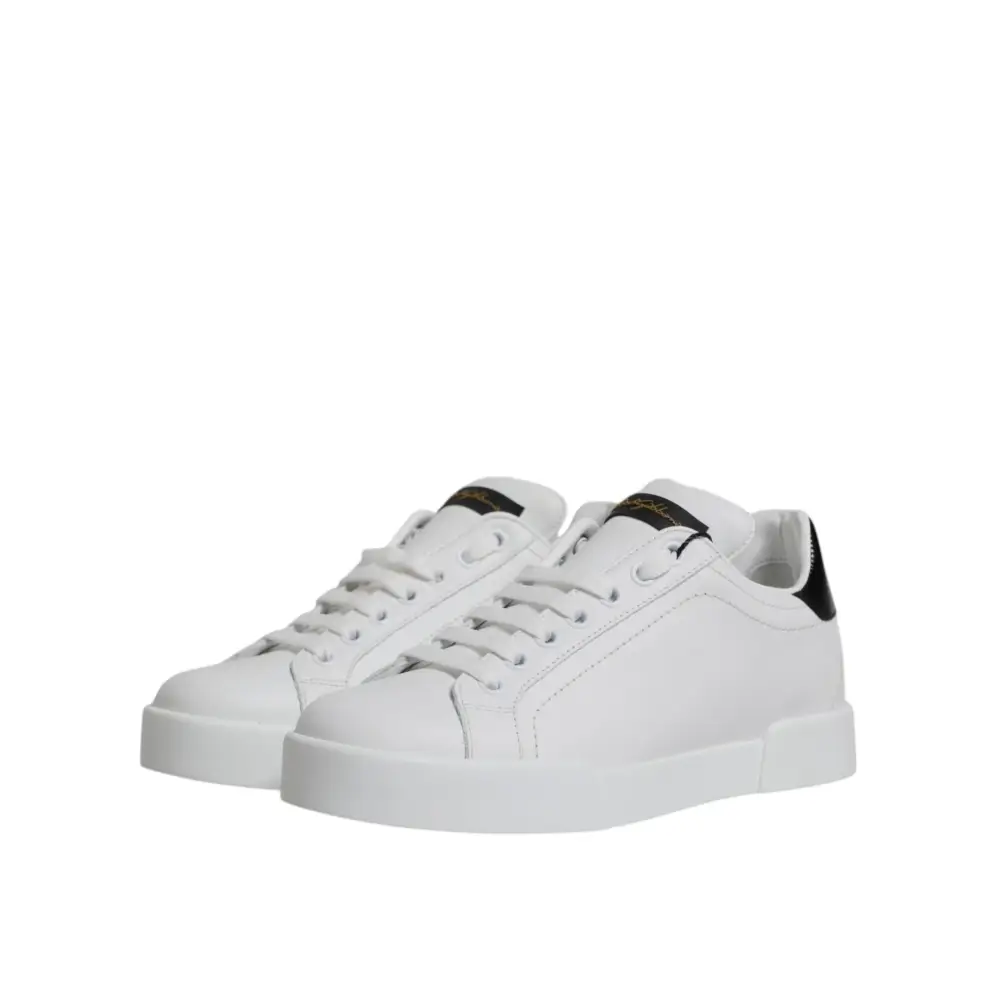 Dolce & Gabbana Weißes Leder Klassische Low Top Sneakers Schuhe - EU35.5/US5