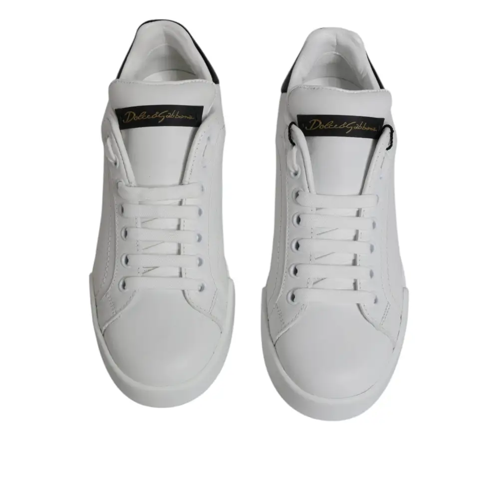 Dolce & Gabbana Weißes Leder Klassische Low Top Sneakers Schuhe - EU35.5/US5