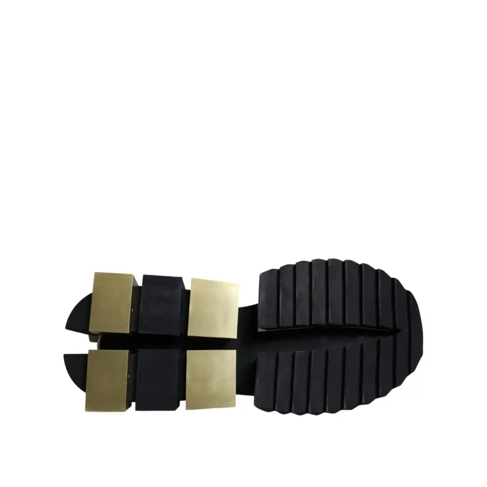 Dolce & Gabbana White Gold Black Leather SUPER KING Sneakers Shoes