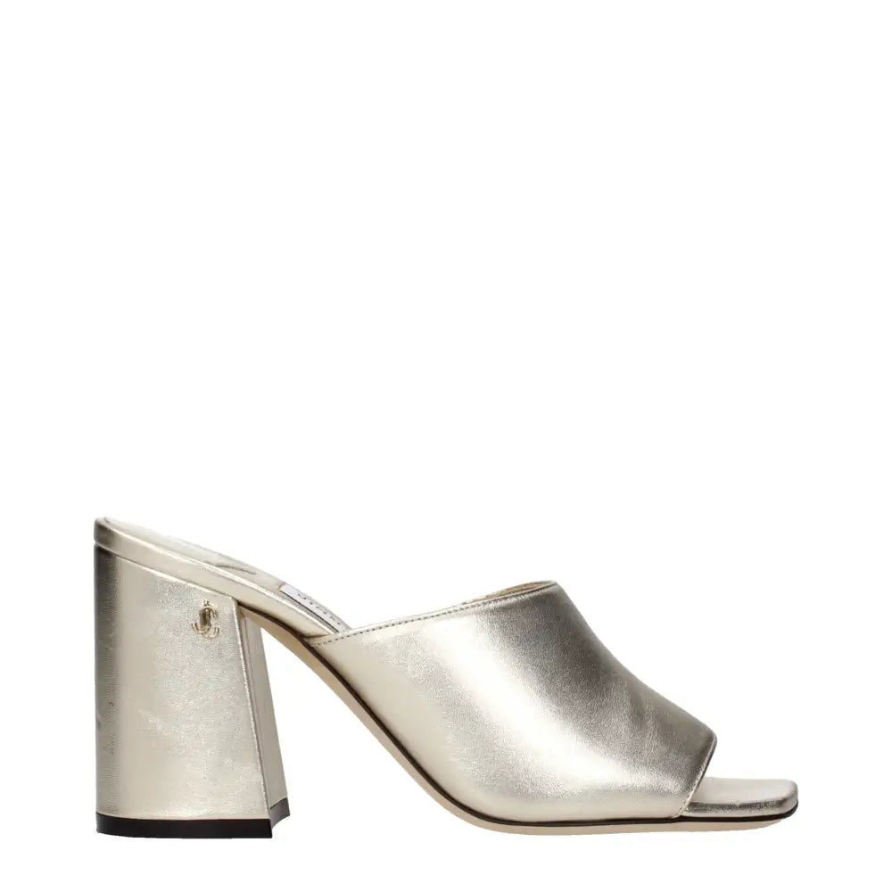 Jimmy Choo Goldene Ledersandalen mit Plateauabsatz