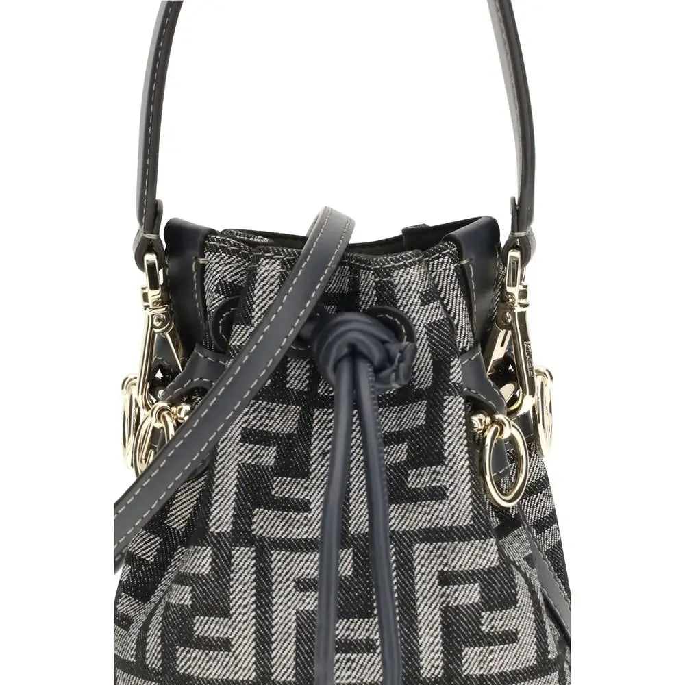 Fendi Blauer Stoff-Bucket-Bag