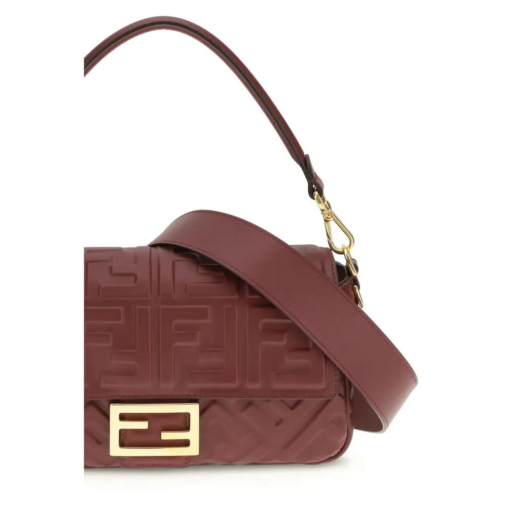 Fendi Bordeaux Calf Leather Bos Taurus Schultertasche