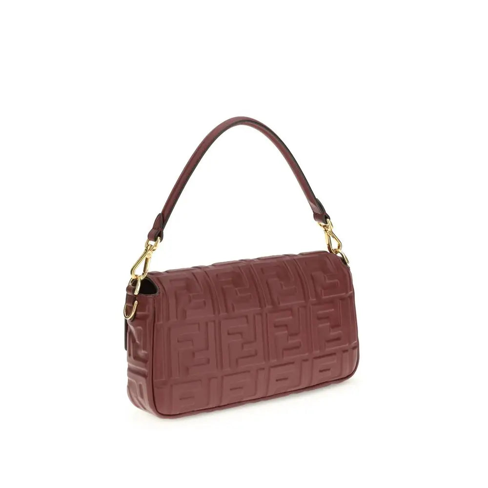 Fendi Bordeaux Calf Leather Bos Taurus Schultertasche