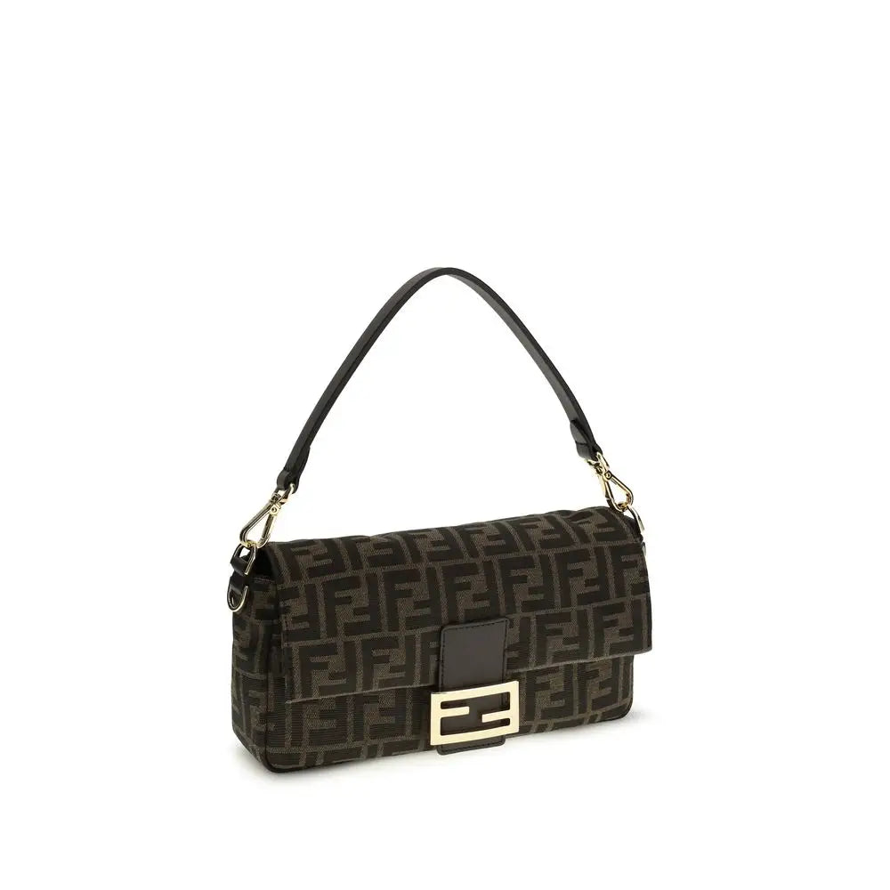 Fendi Braune Schultertasche aus recyceltem Polyester