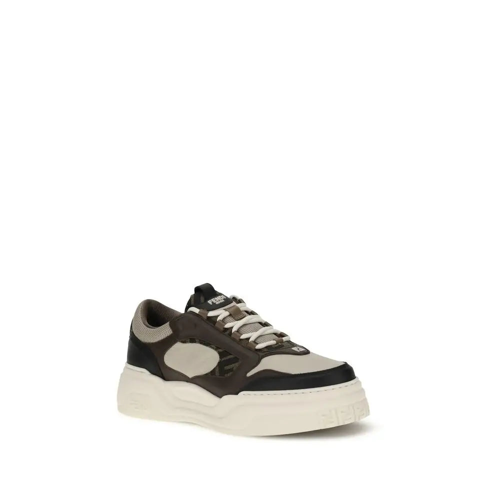 Fendi Schwarze Bos Taurus Kalbsleder Chunky Sneaker - EU40/US7