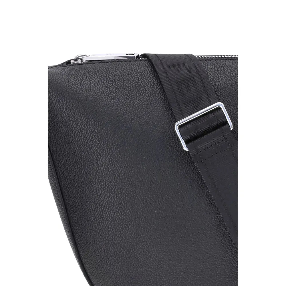 Fendi Schwarze Kalbshaut Bos Taurus Schultertasche