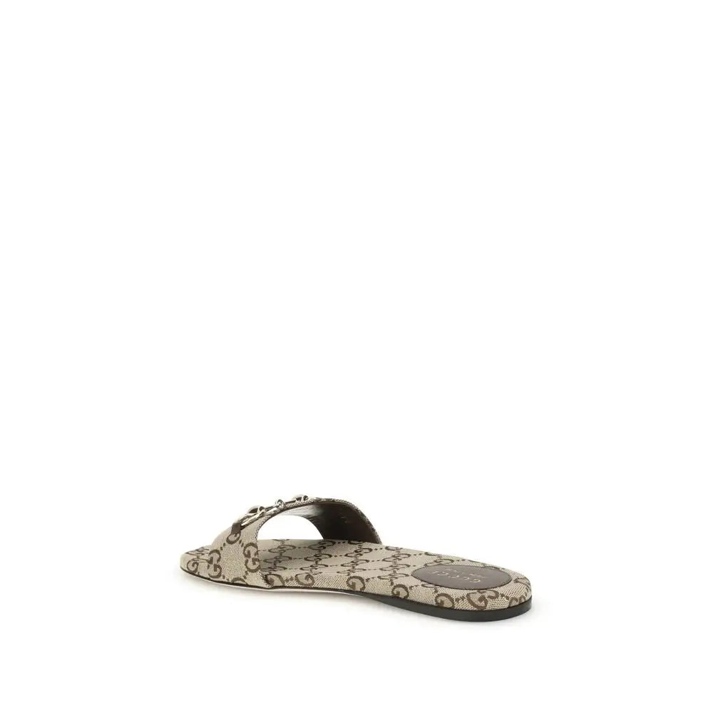 Gucci Beigefarbene Baumwoll-Sandalen