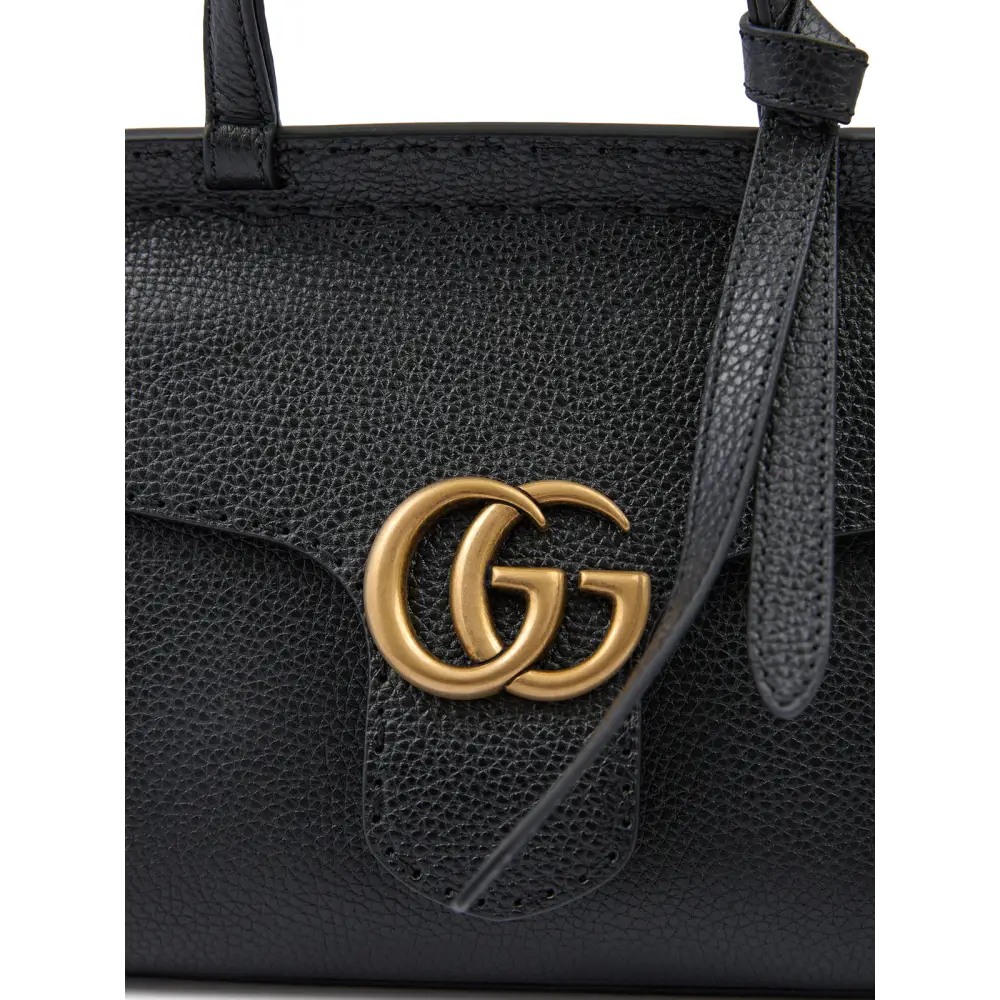 Gucci Schwarzes Leder GG Marmont Handtasche