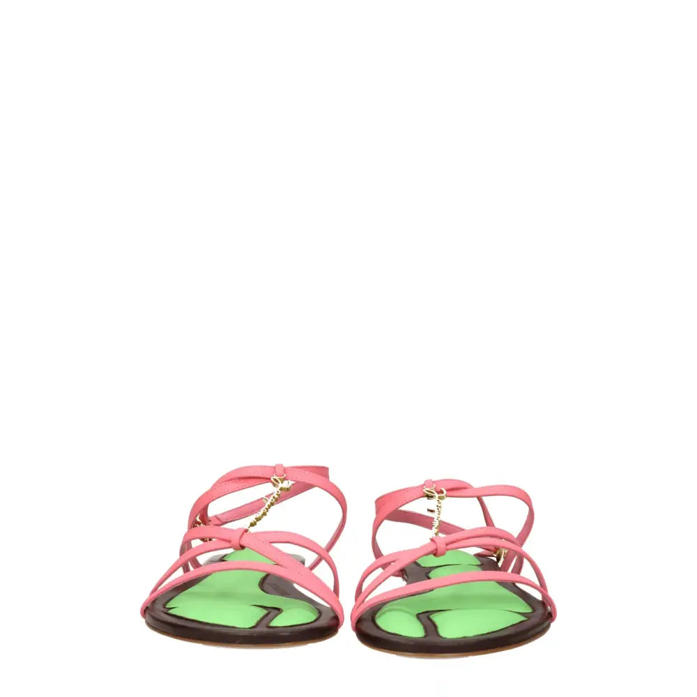 Jacquemus Flache Sandalen aus rosa Leder