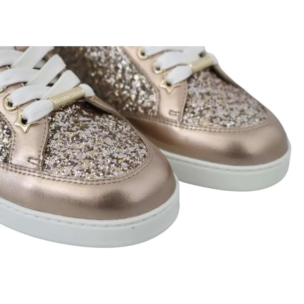 Jimmy Choo Ballett Rosa Glitzer Leder Turnschuhe - EU34.5/US4.5