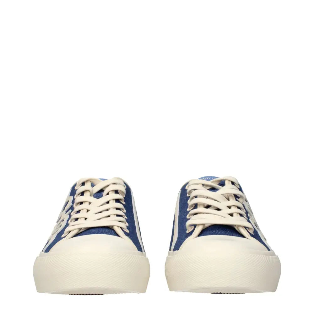 Jimmy Choo Blaue Stoff-Sneaker mit niedrigem Schaft