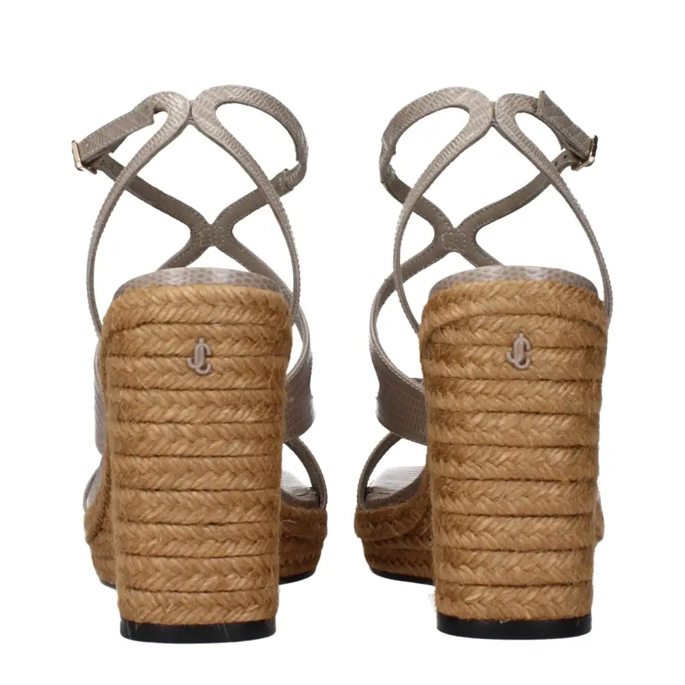 Jimmy Choo Elegante Graue Leder-Keilsandalen - EU37.5/US7.5