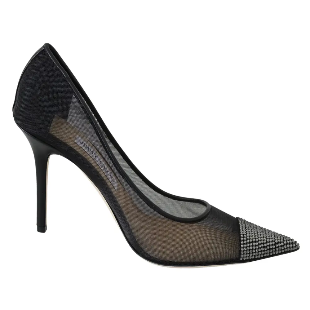 Jimmy Choo Elegante Schwarze Mesh Kristall Pumps - EU36/US6