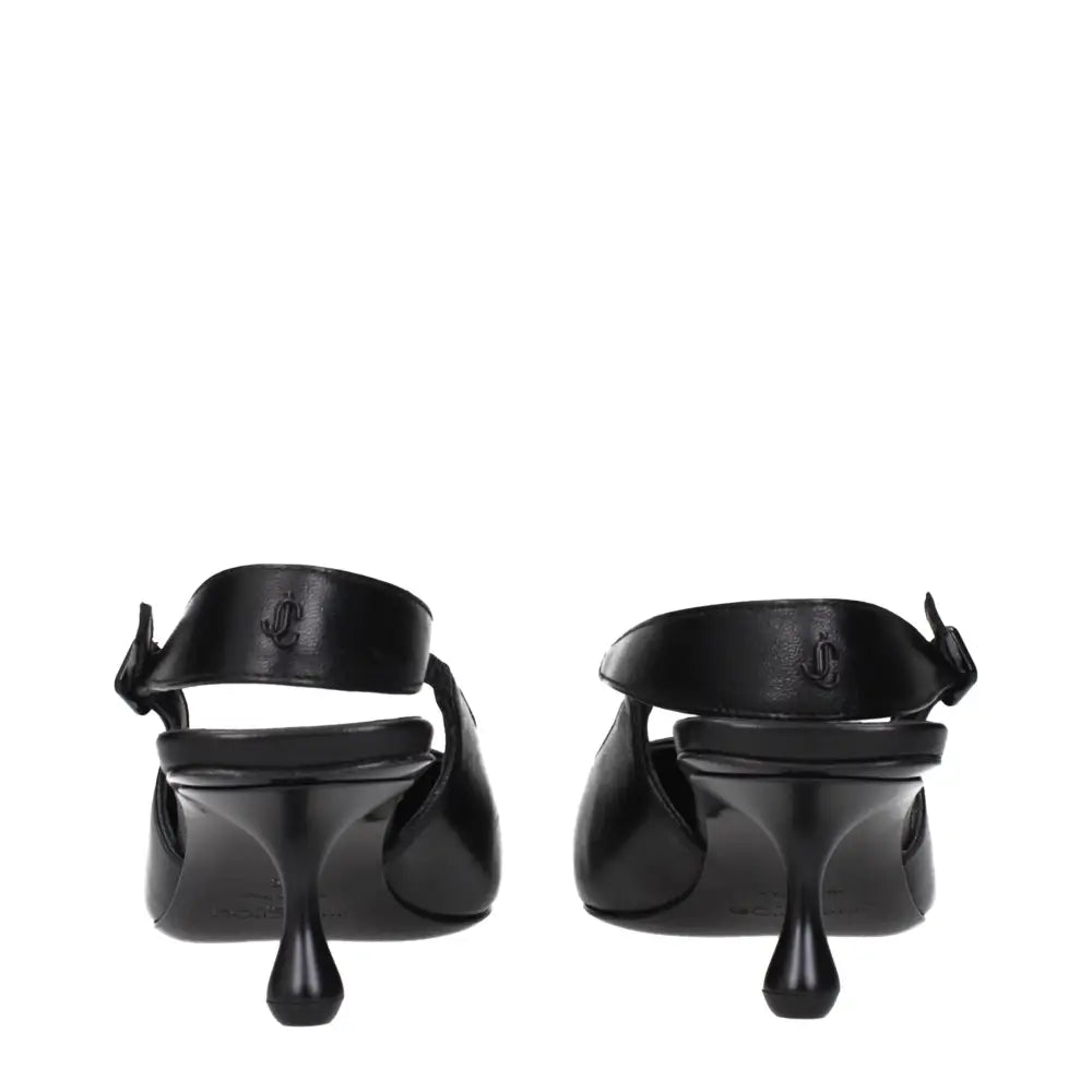 Jimmy Choo Flache Ledersandalen in Schwarz