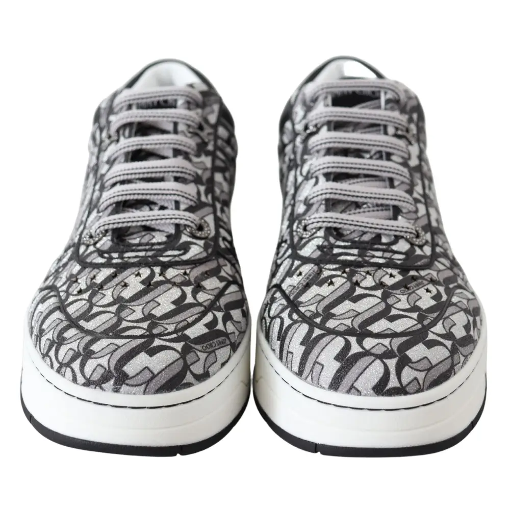 Jimmy Choo Glitzernde Slip-On Sneakers - Silber und Schwarz - EU39/US9