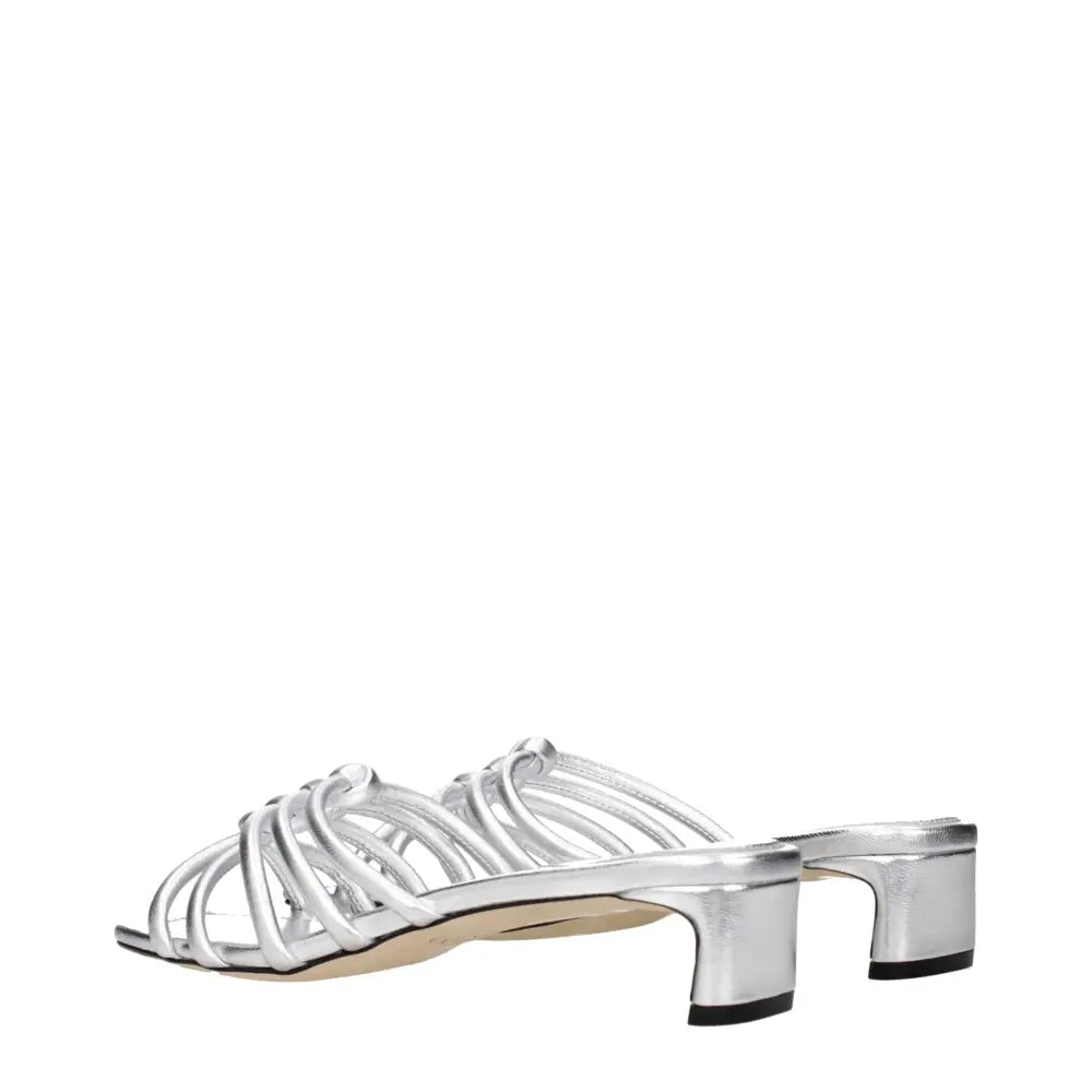 Jimmy Choo Graue Leder-Flatsandalen