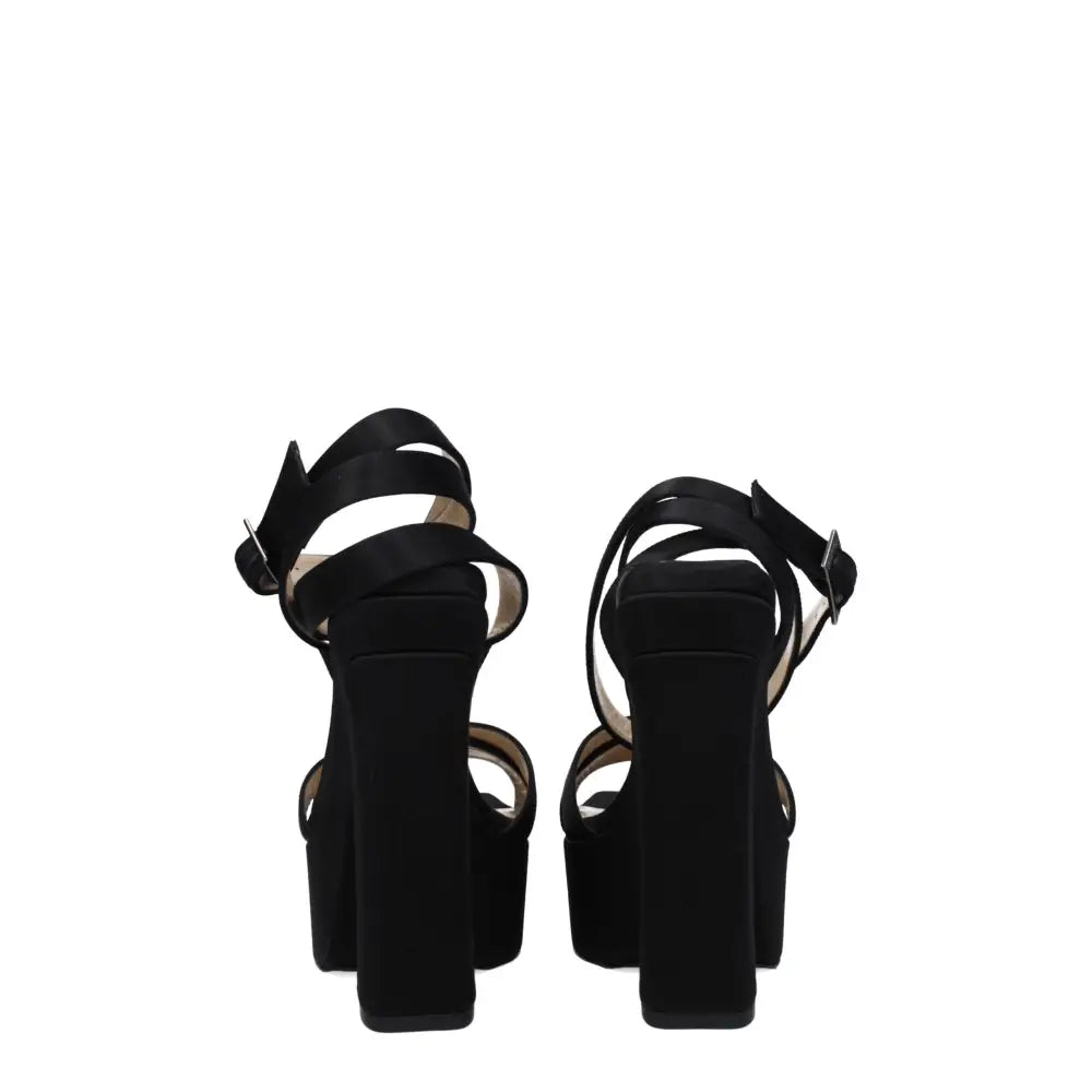 Jimmy Choo Schwarze Satin-Plateau-Sandalen