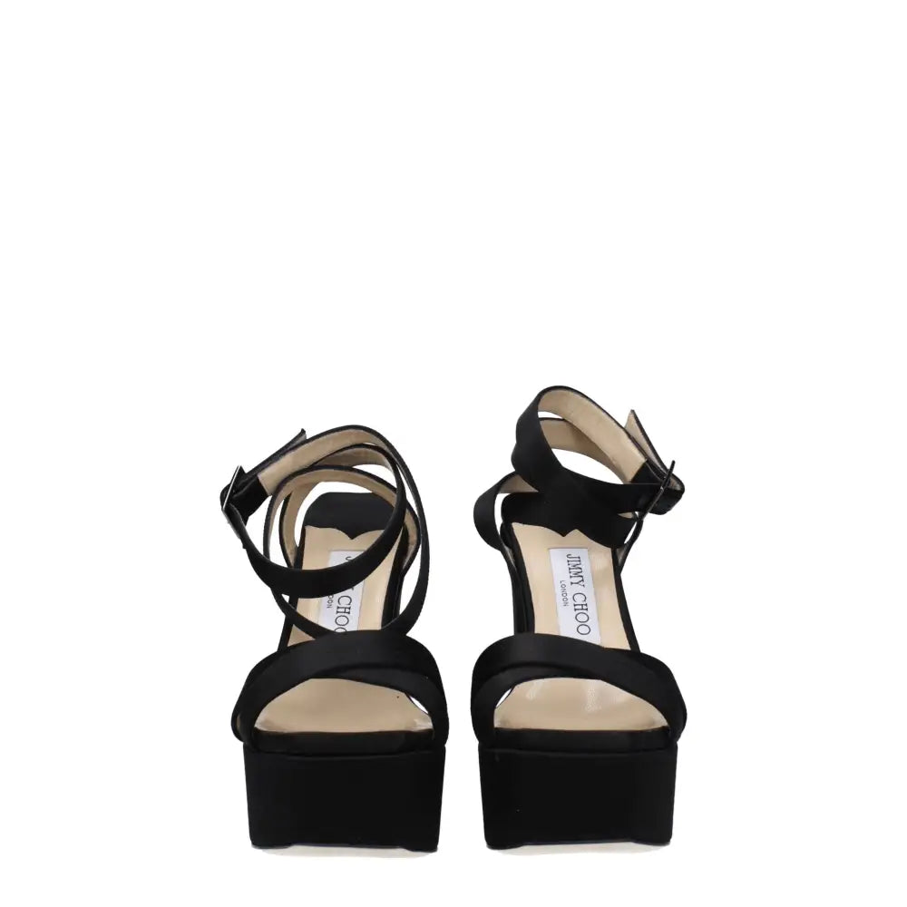 Jimmy Choo Schwarze Satin-Plateau-Sandalen