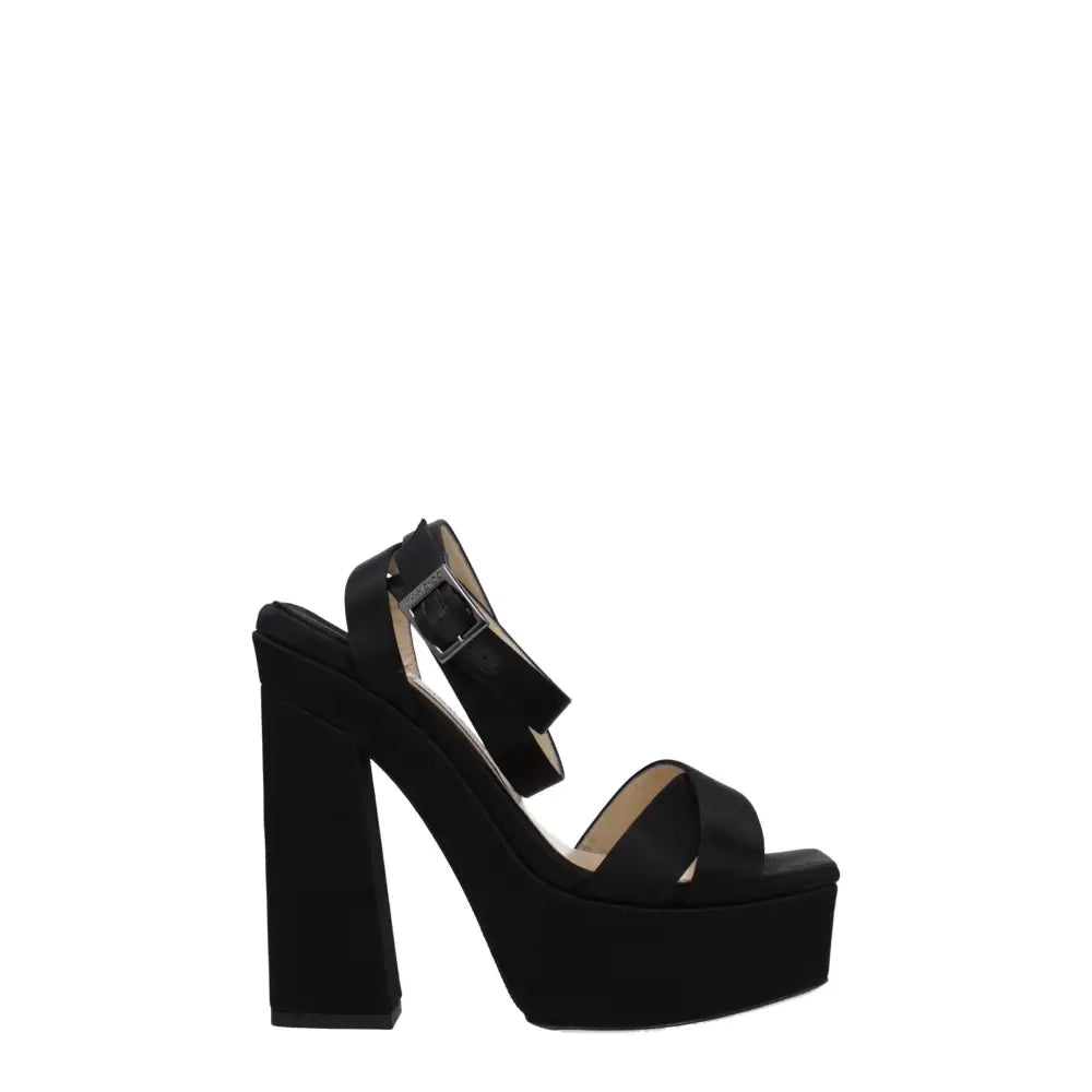 Jimmy Choo Schwarze Satin-Plateau-Sandalen