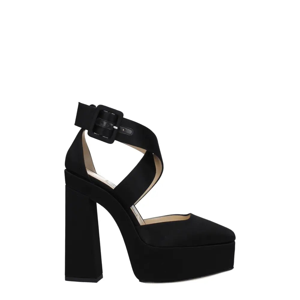 Jimmy Choo Schwarze Satin-Plateau-Sandalen - EU39.5/US9.5