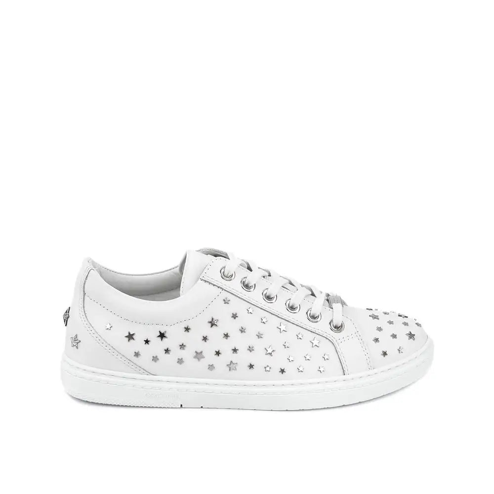 Jimmy Choo Weiße Kalbsleder Low-Top-Sneaker - EU39.5/US6.5
