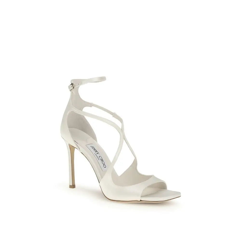 Jimmy Choo Weiße Stilettosandalen aus Seide