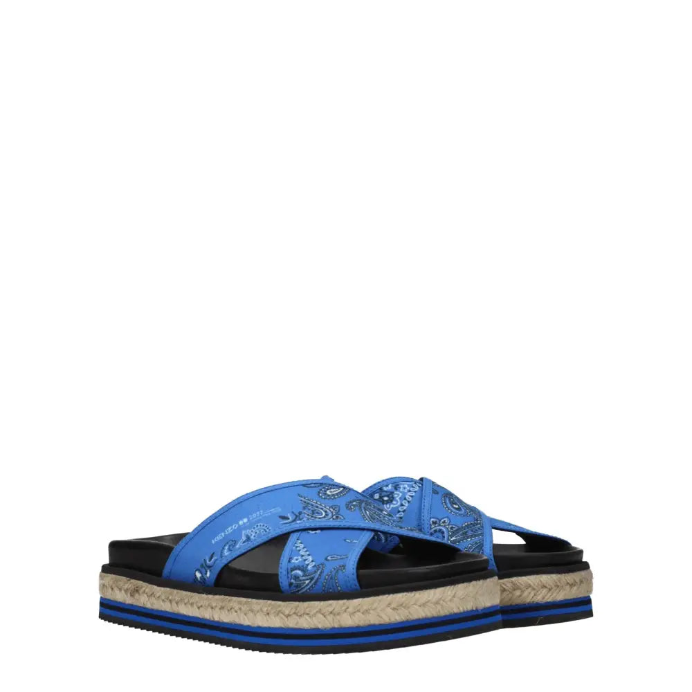 Kenzo Blaue Stoff-Pantoffeln