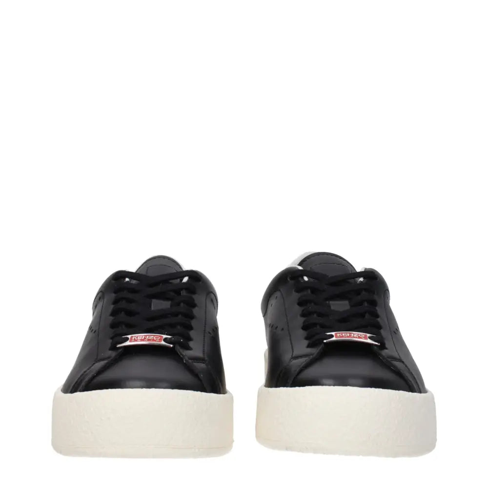 Kenzo Schwarze Leder-Sneaker mit niedrigem Schaft