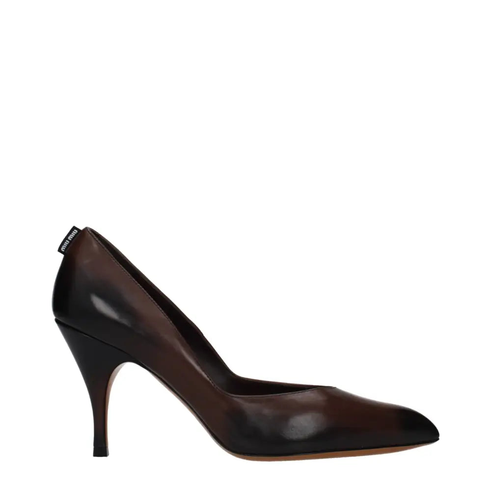Miu Miu Braune Leder Pumps mit hohem Absatz
