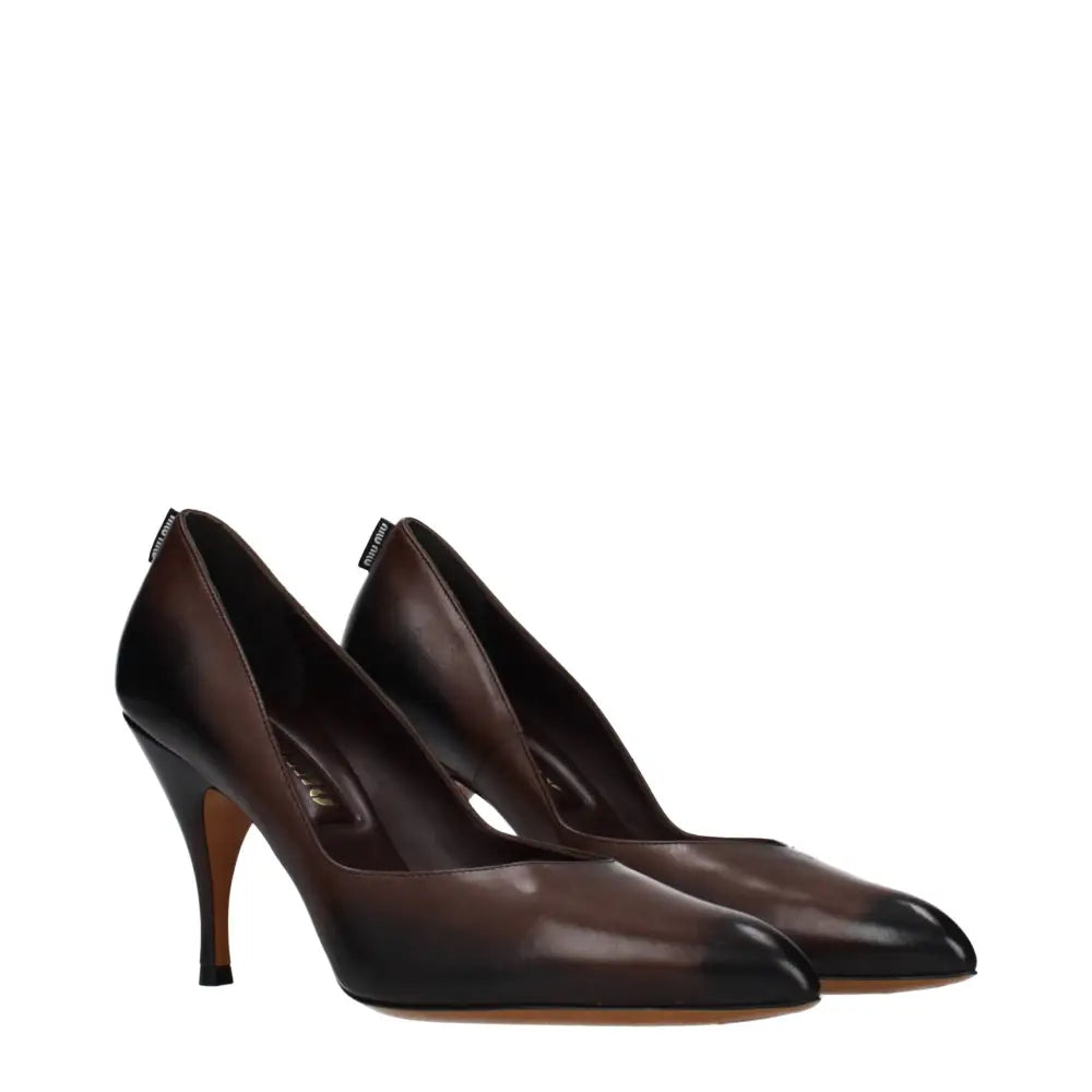 Miu Miu Braune Leder Pumps mit hohem Absatz