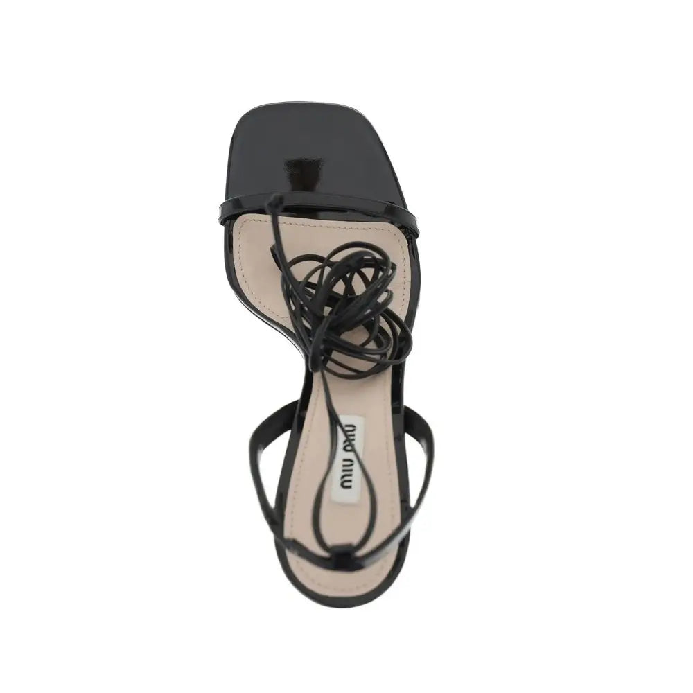 Miu Miu Schwarze Plateau-Sandalen aus Kalbsleder