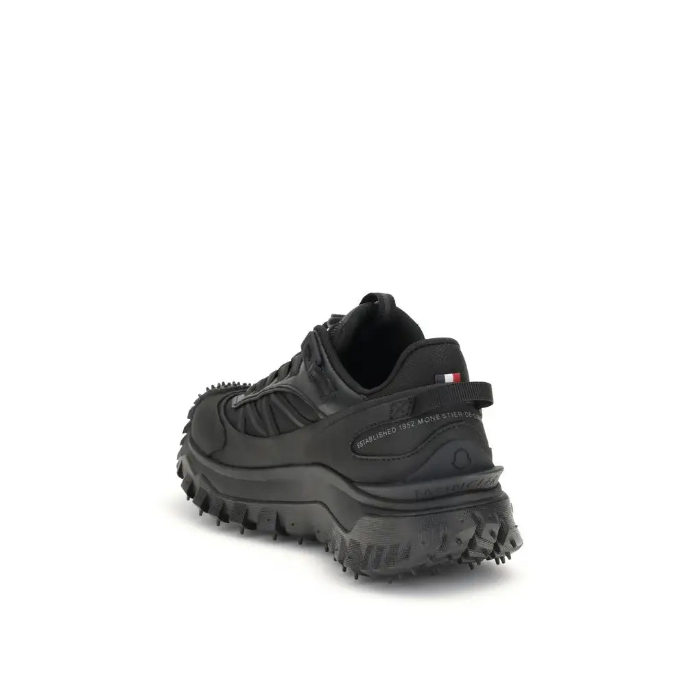 Moncler Schwarze Kalbshaut Bos Taurus Sportschuhe