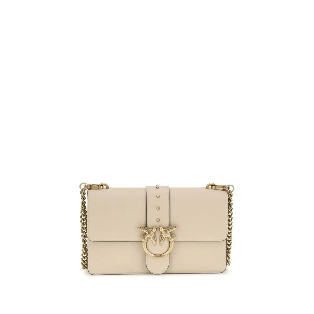 PINKO Beige Calf Leather Bos Taurus Schultertasche