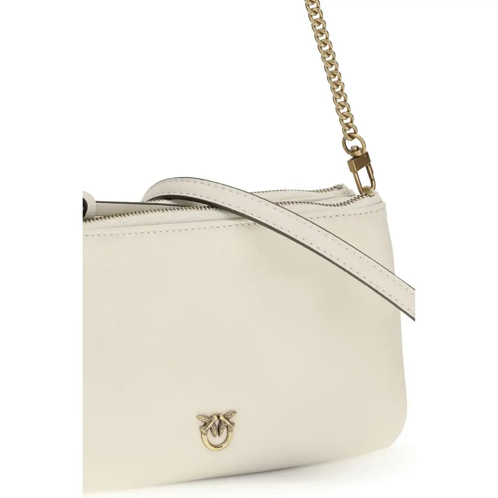 PINKO Beige Calf Leather Bos Taurus Schultertasche