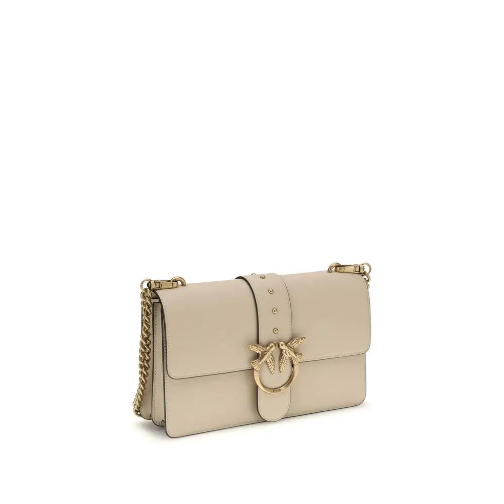 PINKO Beige Calf Leather Bos Taurus Schultertasche