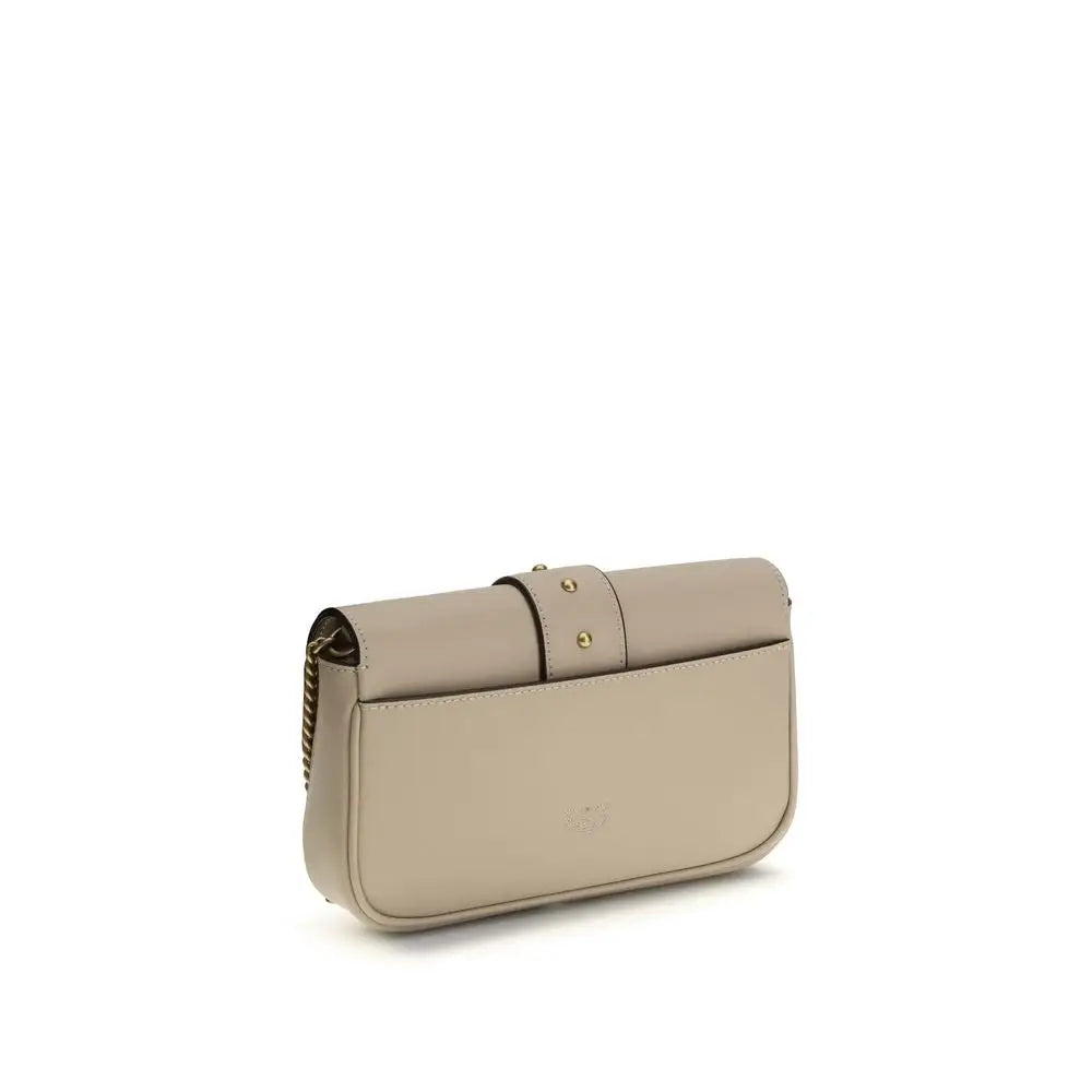 PINKO Beige Calf Leather Bos Taurus Schultertasche