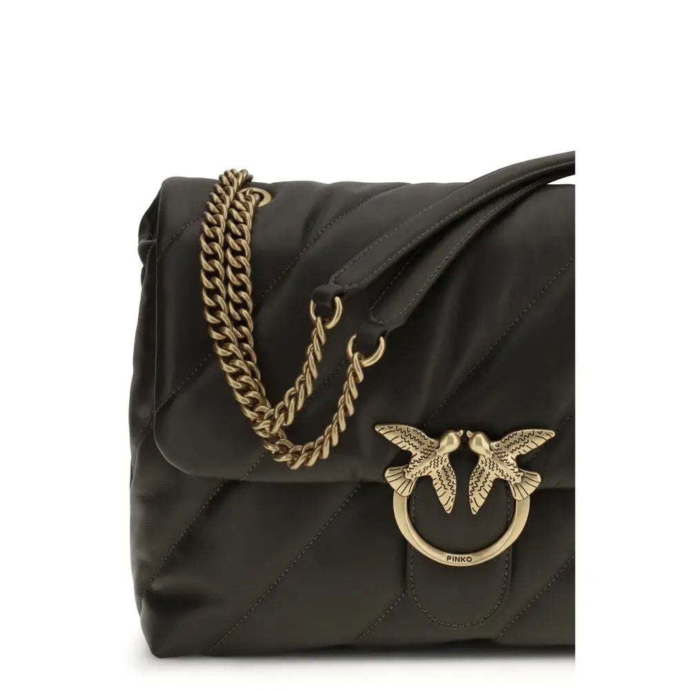 PINKO Bicolor Calf Leather Bos Taurus Schultertasche