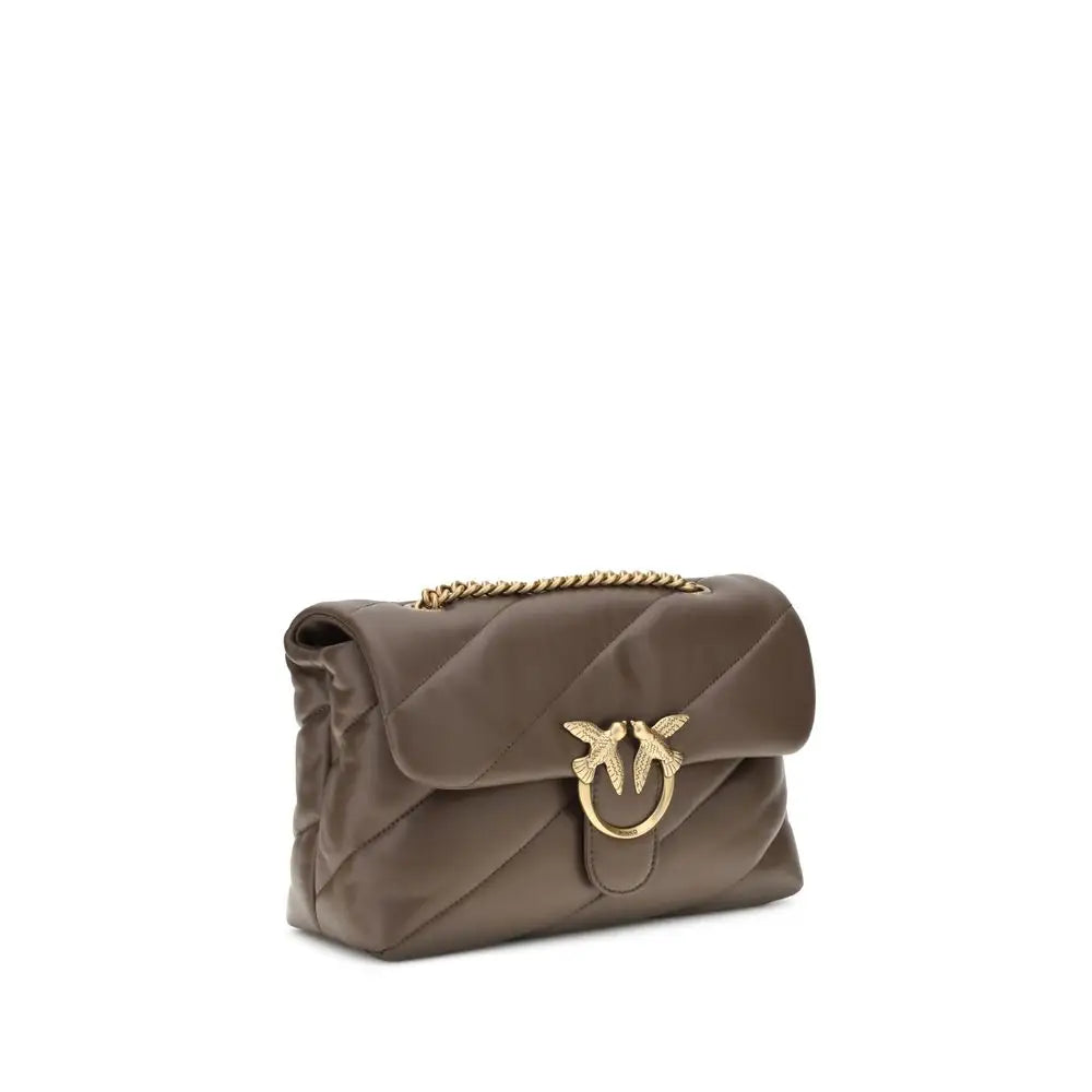 PINKO Braune Kalbshaut Bos Taurus Schultertasche