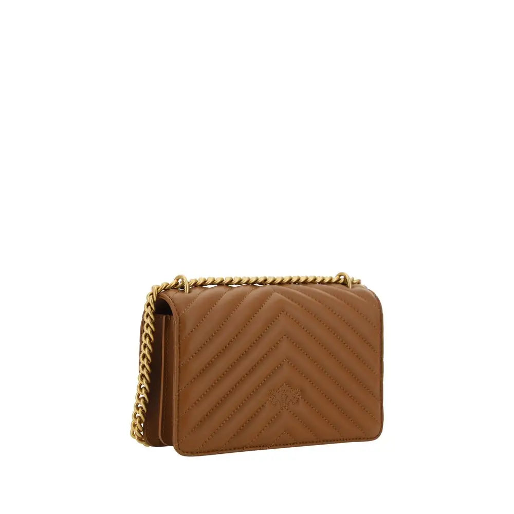 PINKO Braune Kalbsleder Bos Taurus Schultertasche