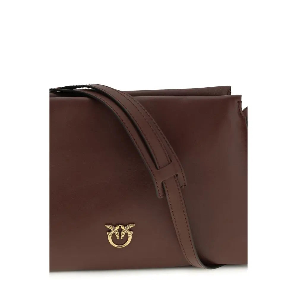 PINKO Braune Kalbsleder Bos Taurus Schultertasche