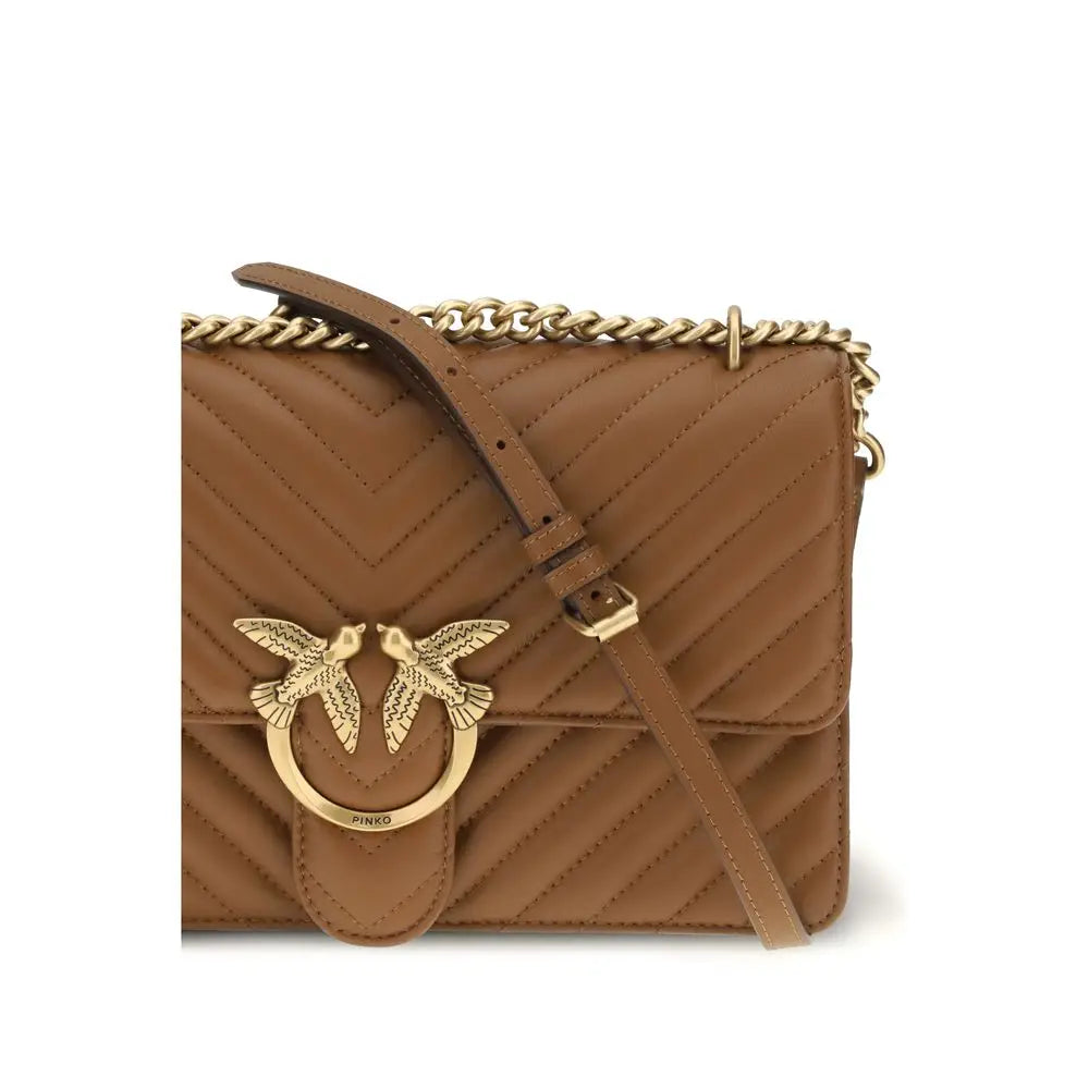 PINKO Braune Kalbsleder Bos Taurus Schultertasche