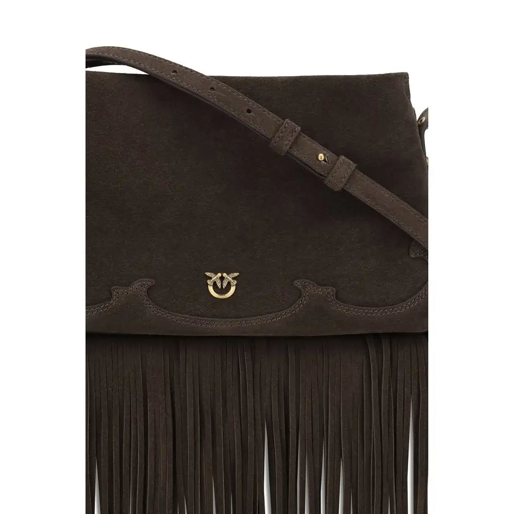 PINKO Braune Kalbsleder Bos Taurus Umhängetasche