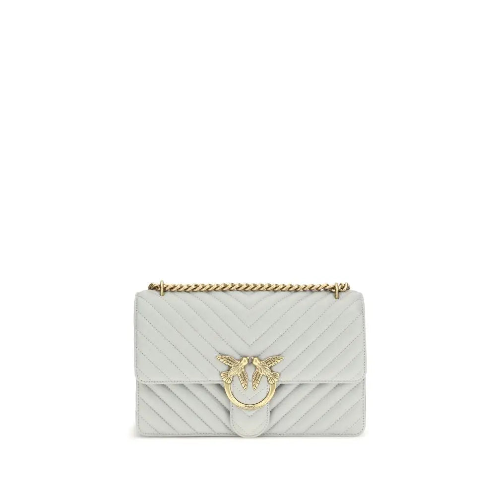 PINKO Graue Bos Taurus Kalbsleder Schultertasche