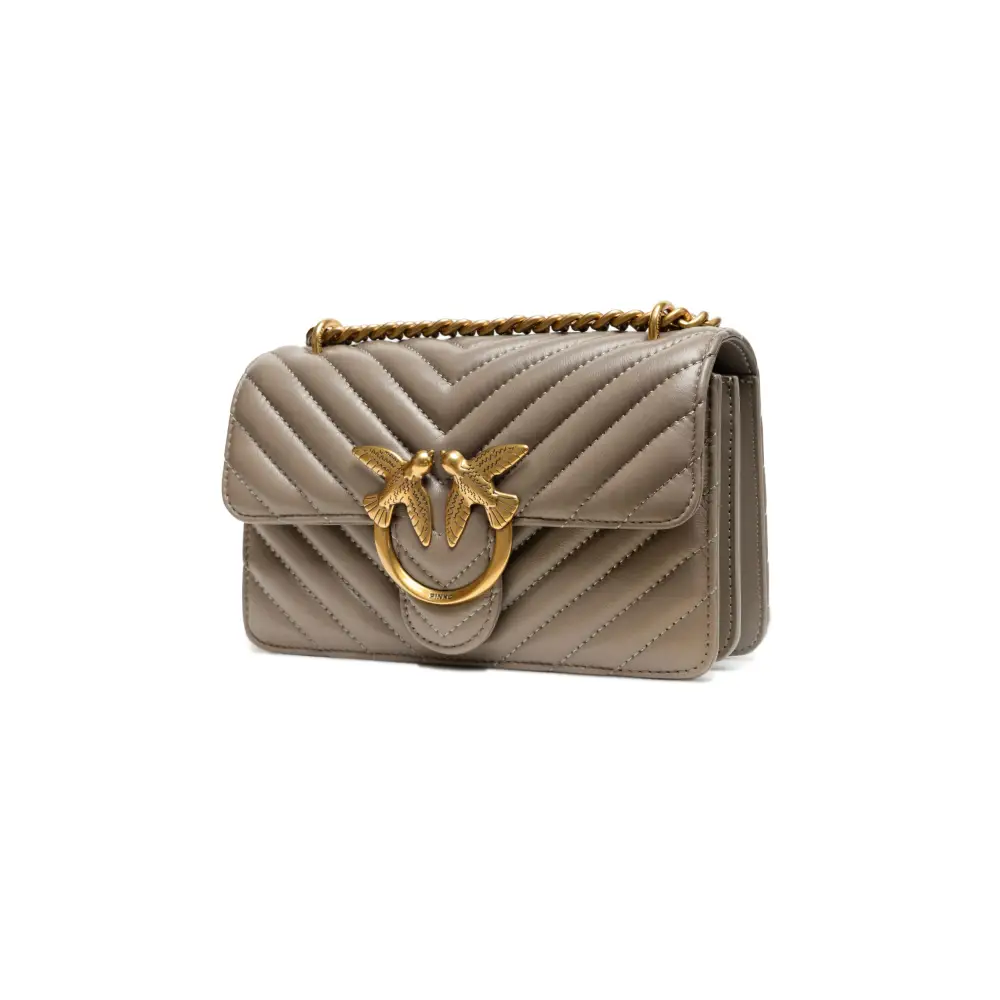 PINKO Graue Leder Love One Mini Umhängetasche