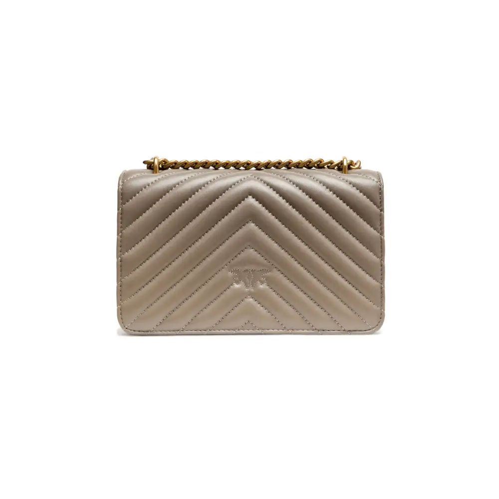 PINKO Graue Leder Love One Mini Umhängetasche