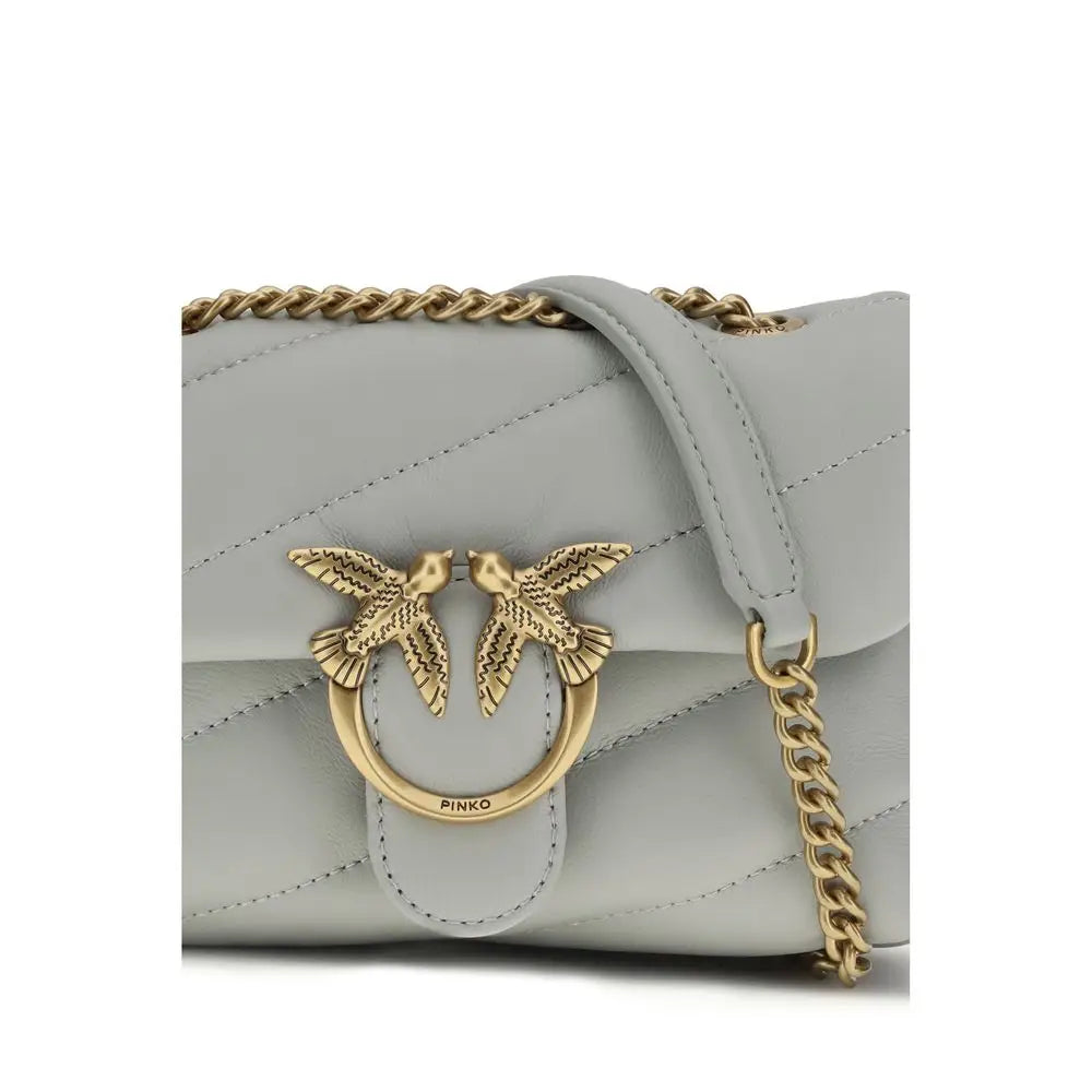PINKO Graue Schultertasche aus Kalbsleder Bos Taurus